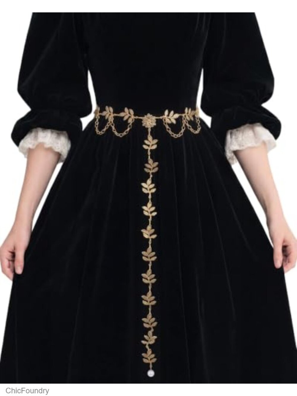 Vintage Leaf Waist Chain Belt with Tassel for Women - Adjustable Y Shape